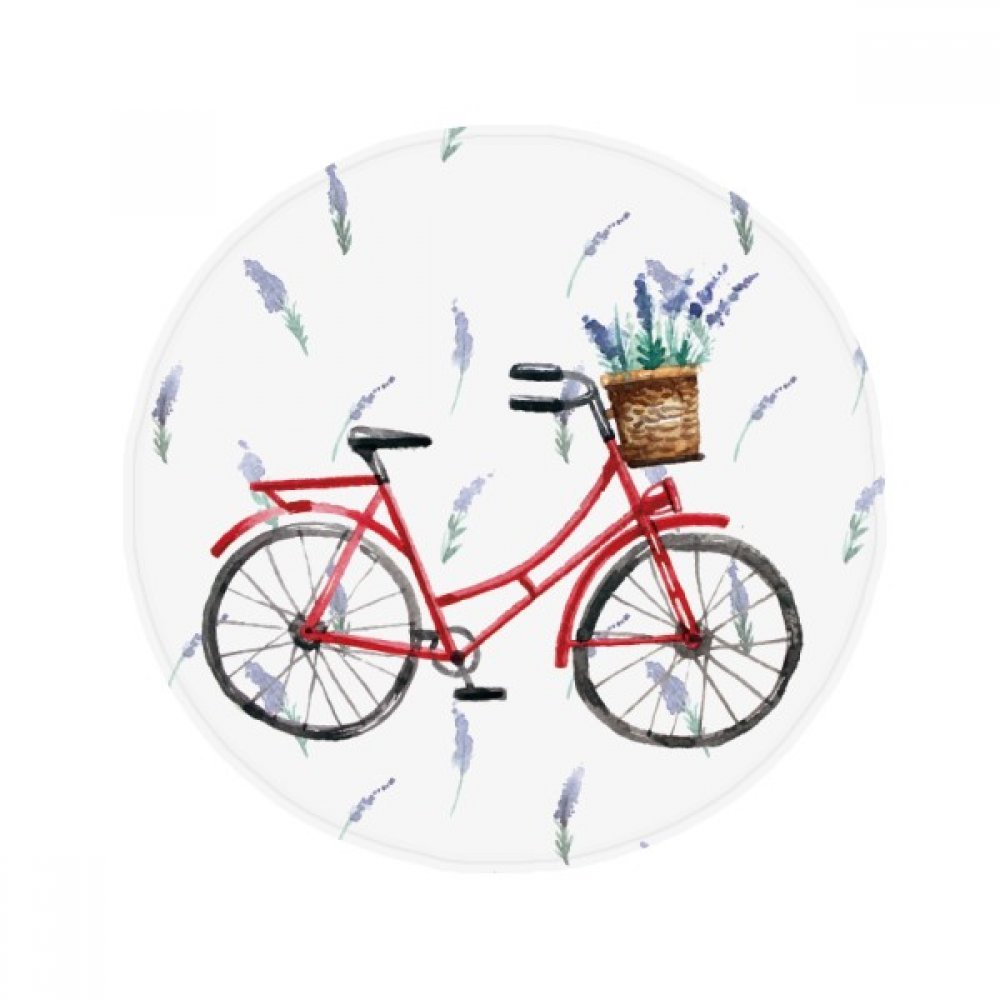 Tapis aquarelle vélo lavande rond avec revêtement anti-slip