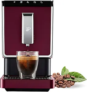 Tchibo Automatic Espresso & Coffee Machine with Built-in Grinder, No Coffee Pods Needed, Red