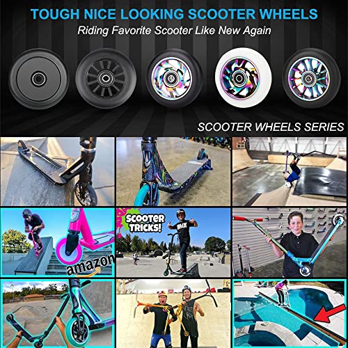 Kutrick Complete 2Pcs 110Mm Pro Stunt Scooter Replacement Wheels With Abec-11 Bearing -Neo Chrome #TOP6