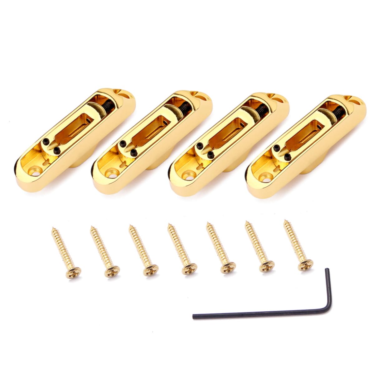ifundom Guitar Bridge Parts 4 Pcs Bass Bridge Replacement Ga1112 Light Sturdy Zinc Alloy