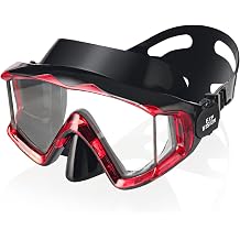 Pano 3-Window Snorkel Mask for Adults, Anti-Fog & Scratch-Resistant PC Lens Scuba Diving Mask, Wide View Swim Goggles with Liquid Silicone Skirt for Freediving, Swimming & Water Sports