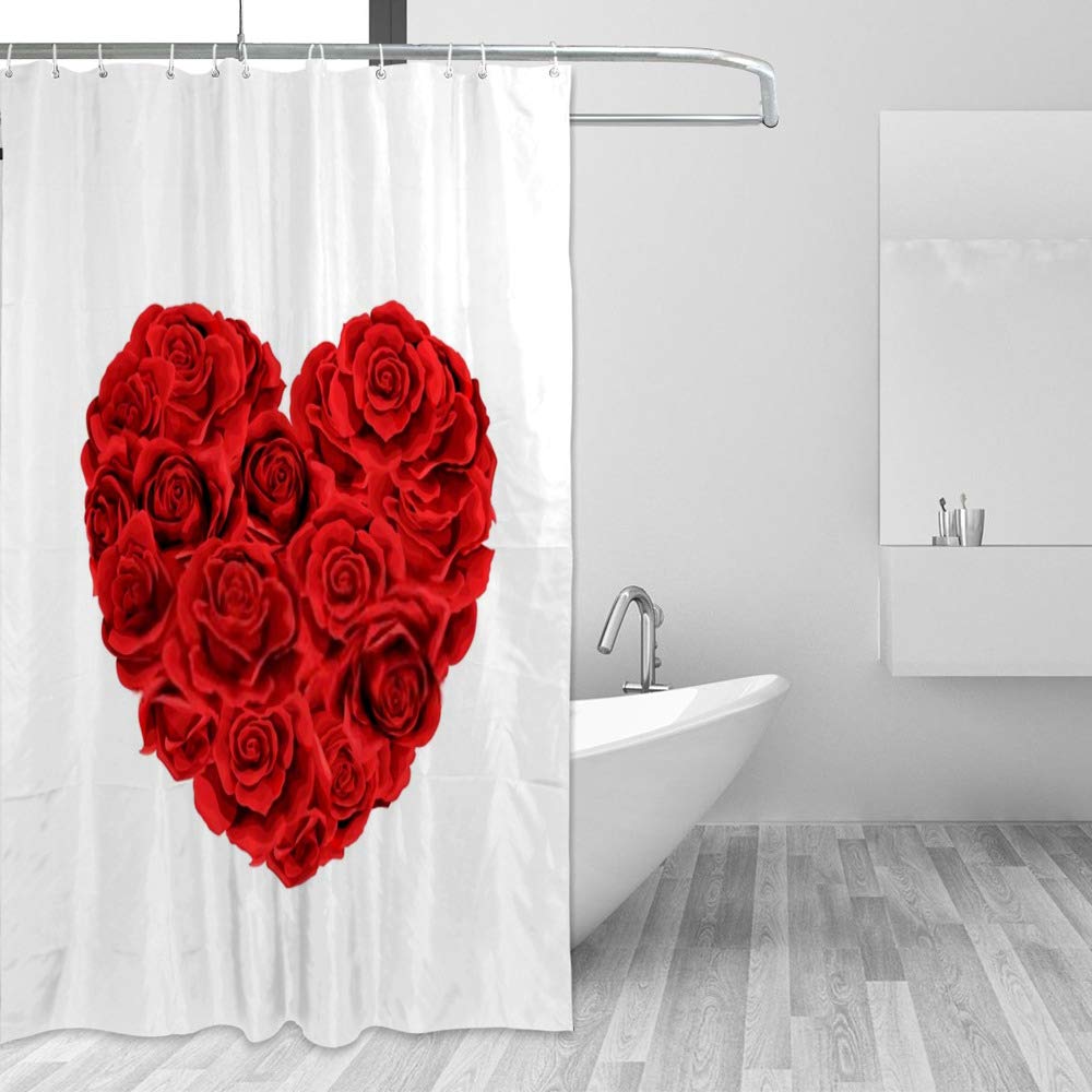 Rideau de douche imperméable tissu polyester anti-moisissure roses