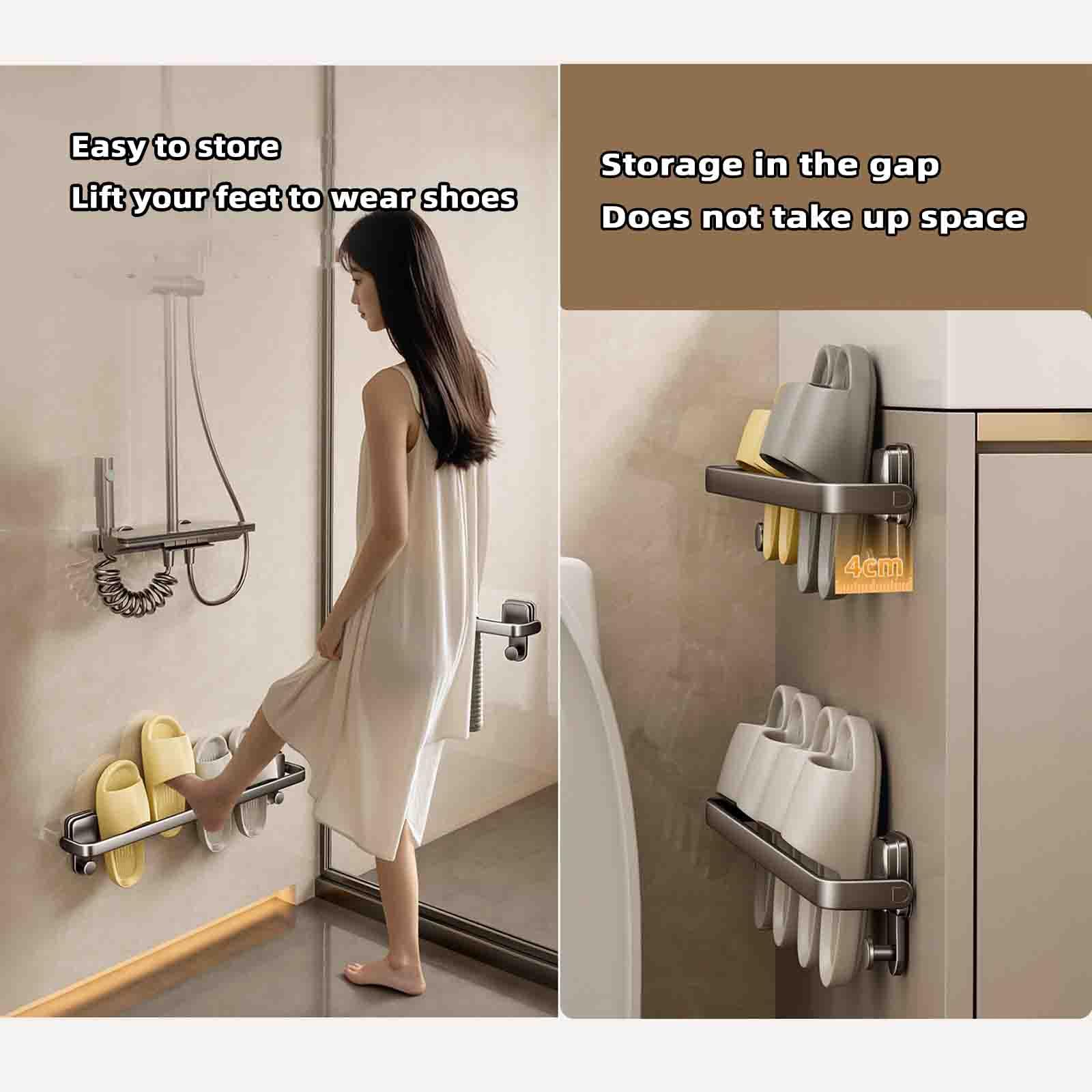 Scarpiera sottile in metallo, compatta, 30 cm, portatile, in alluminio, con ventose, ideale per uso domestico (grigio)