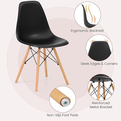 Miniatura 3 de Tangkula Juego de mesa de comedor de 5 piezas para 4, juego de mesa de cocina con asiento y patas de madera maciza, mesa redonda moderna y 4 sillas