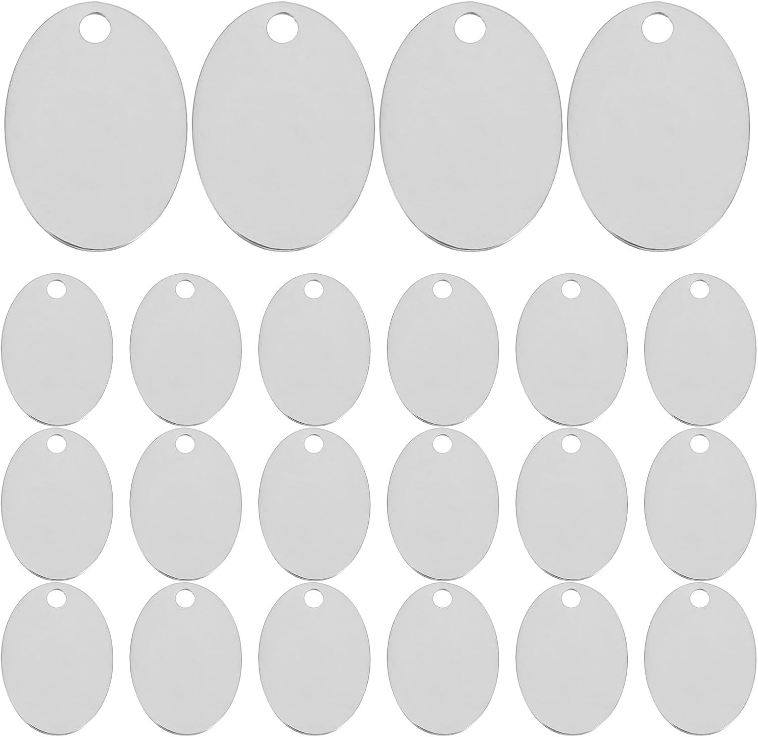 25pcs Stainless Steel Oval Stamping Blanks Keychain Tags for DIY