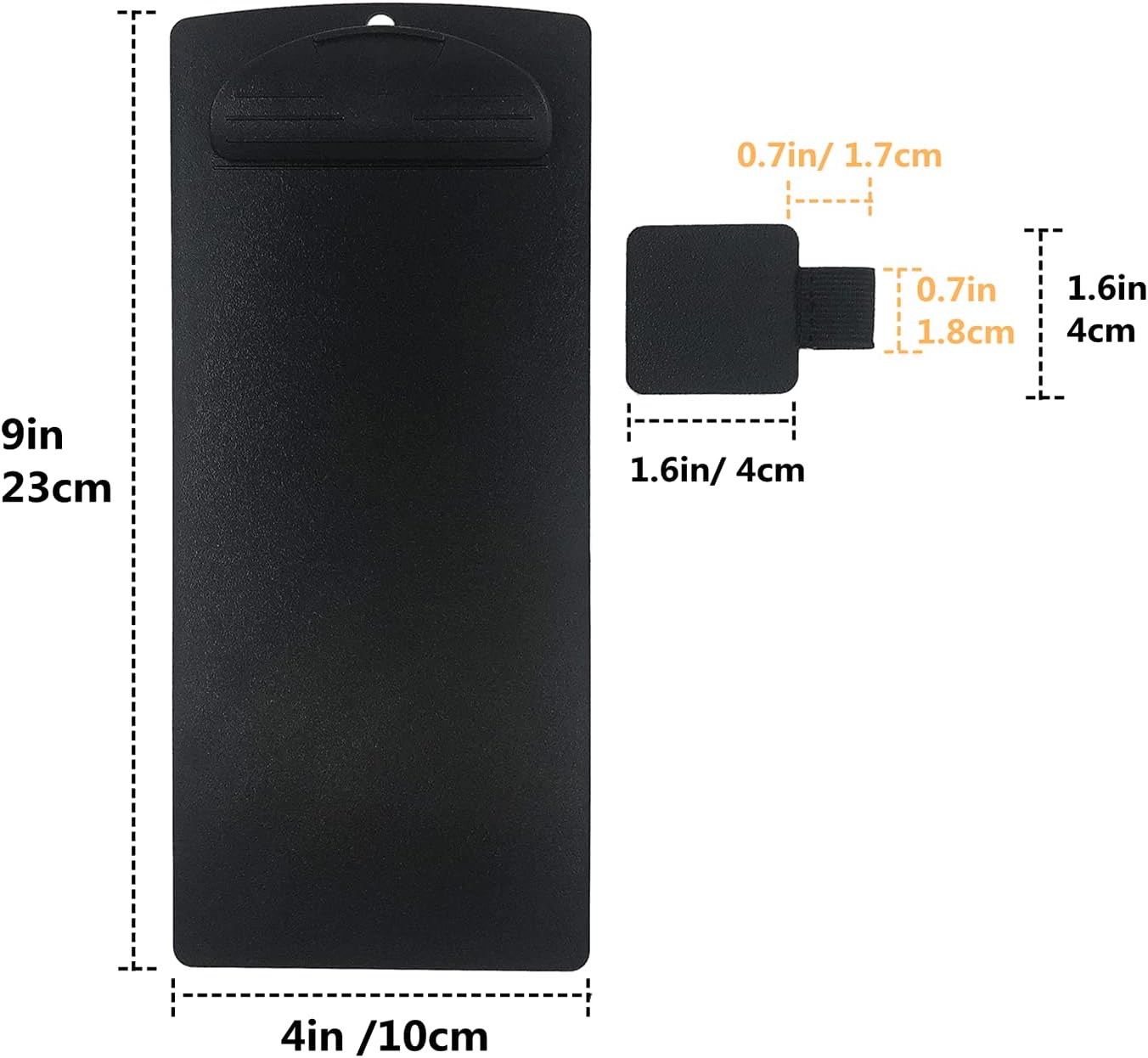 Plastic Clipboard and Pen Loop Set, for Memo, Menu, Credit Card Receipt, Black, 4x9in, 6-Pack