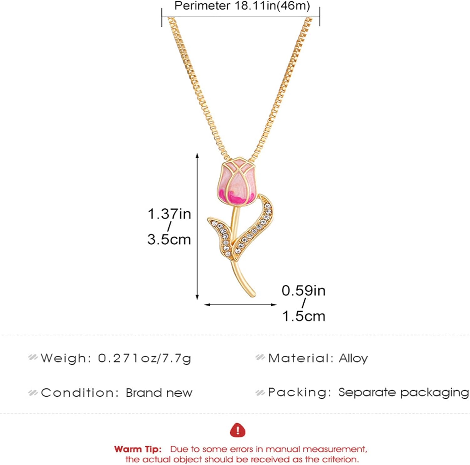 coadipress Tulip Flower Pendant Necklace for Women Dainty Elegant Boho Temperament Crystal Tulip Necklace Trendy Statement Friendship Jewelry - Image 4