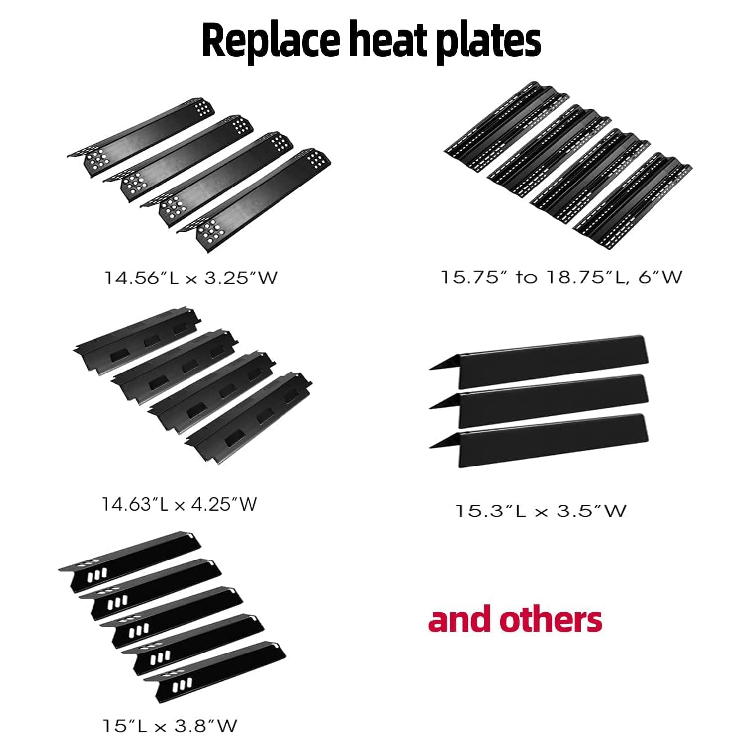 ADJH001 - Placas de calor (paquete de 3) que se extienden desde 11.75 hasta 21 pulgadas, escudo térmico ajustable de acero inoxidable, tienda de campaña de calor para parrilla, saborizador, cubierta