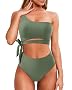 fashion mania Women's Halter Bikini Ruched High Waisted Swimsuits