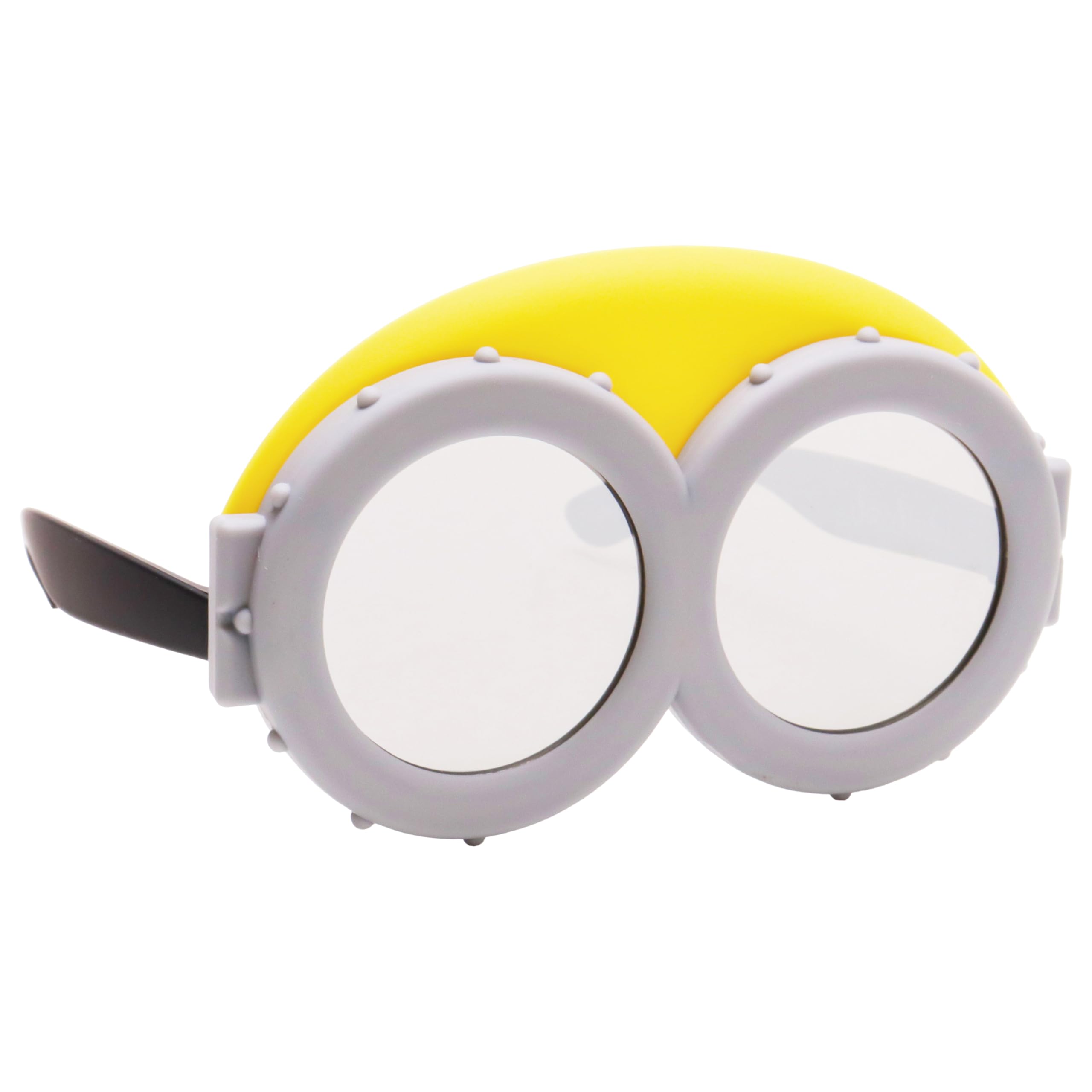 Sun-Staches Minions Official Child Goggles | Lil’ Characters Costume Accessory | Mirror Lenses, White Frames with Minion Yellow Mask | One Size Fits Most