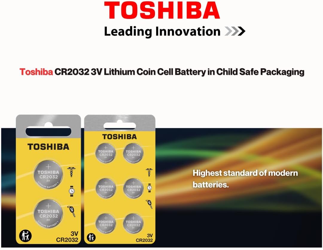 Toshiba CR2032 3V Lithium Coin Cell Child Resistant Blister Package (6 Batteries) image 3