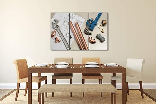 Miniatura 3 de Selección de herramientas de fontanería y materiales de fontanería, impresión en lienzo, obra de arte de pared, fotografía moderna, decoración del