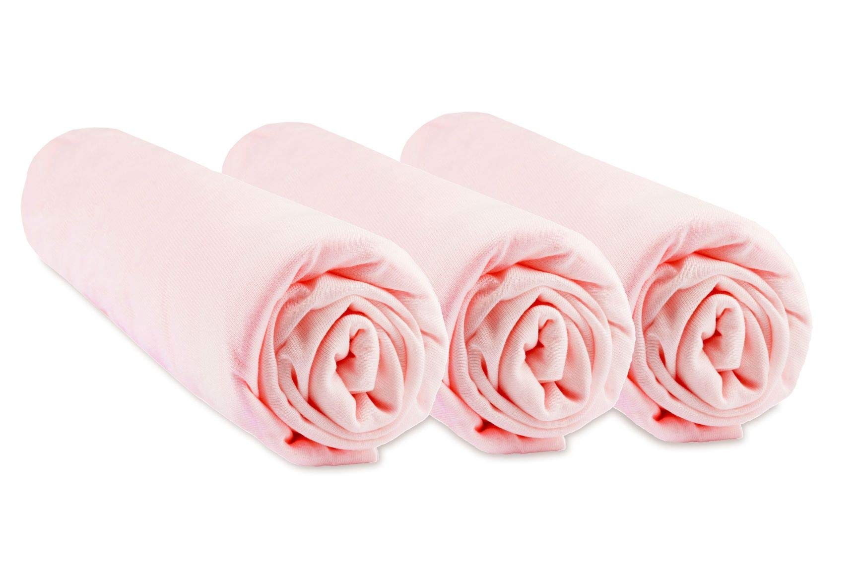 Set of 3 Baby Fitted Sheets for Moses Basket Cradle Carrycot Umbrella | 70 x 140 cm | Pink | Hypoallergenic Bamboo | Stretchy | Soft Breathable | Easy dort | Oeko-Tex Certified | Europe