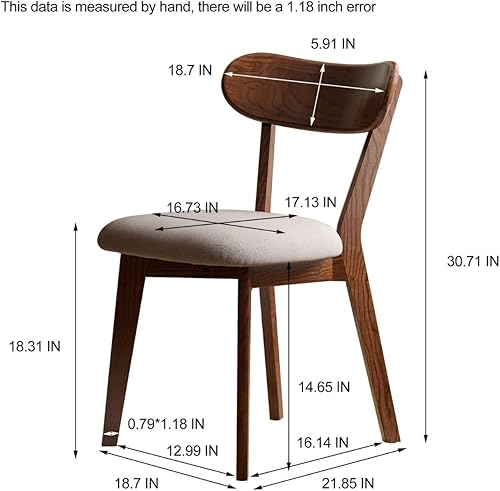 Miniatura 3 de Sillas de comedor de madera maciza 100% - Prácticas sillas de cocina - Silla de madera para comedor, cocina (4, nogal con cojín gris) Nogal con