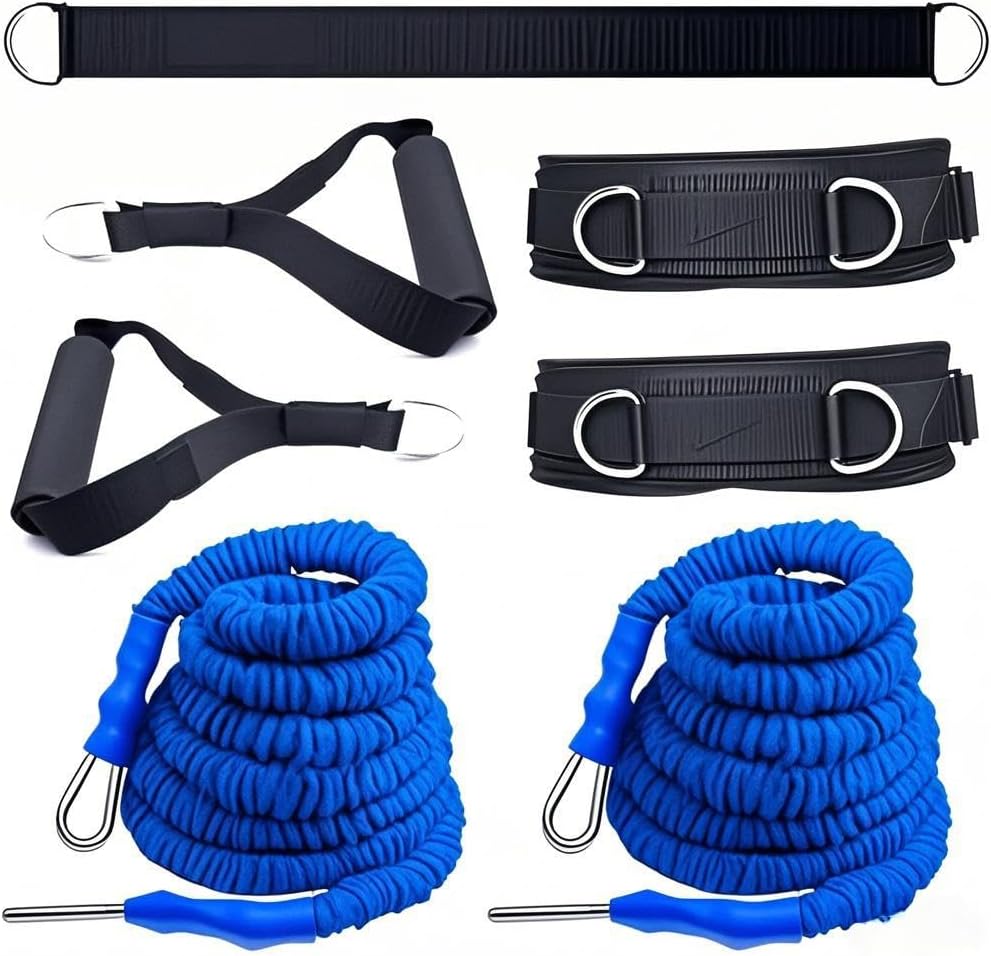 Resistance Speed Training Set, 8pcs Exercise Explosive Force Bounce Physical Equipment Double Rope Improve Agility Power Strength for Jumping Basketball Tennis Football Volleyball