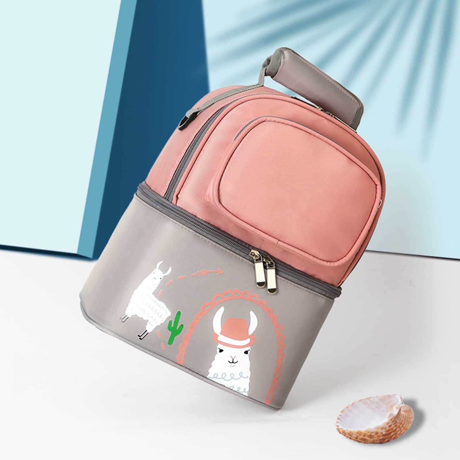 Muttermilch-Kühl- und Transport-Set, Muttermilch-Kühltasche, Isolierte Babyflaschen-Tasche für Reisen in der Kindertagesstätte oder Zurück Zur Arbeit, Stillende Mutter (Rosa Grau)