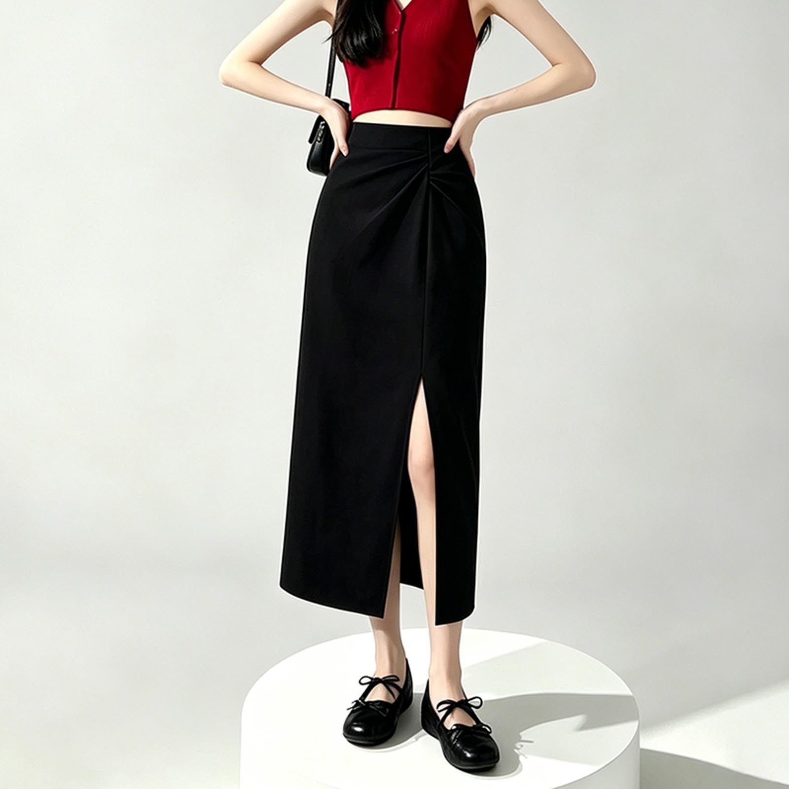 Jupe midi plissée élégante au design féminin trapèze avec un tombé discret pour la vie quotidienne, la plage, l'école, les fêtes, les fêtes