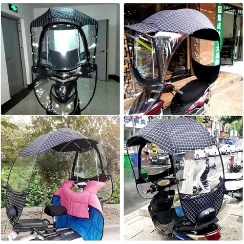 MiBoce Universal Mobility Scooter Canopy, Fully Enclosed Motorcycle Sun Visor Shadow Tent, with Reflective Strips, Two-Way Zipper, for Scooter, Battery Car