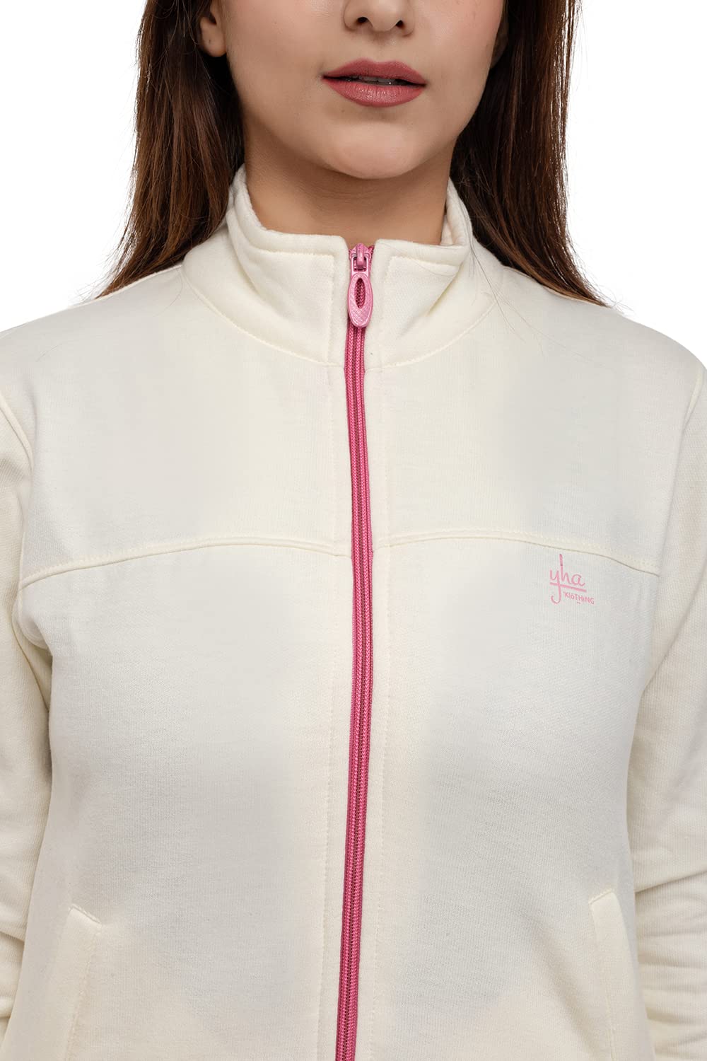 YHA Women's Regular Fit Zipper Jacket Off White - Image 6 thumbnail