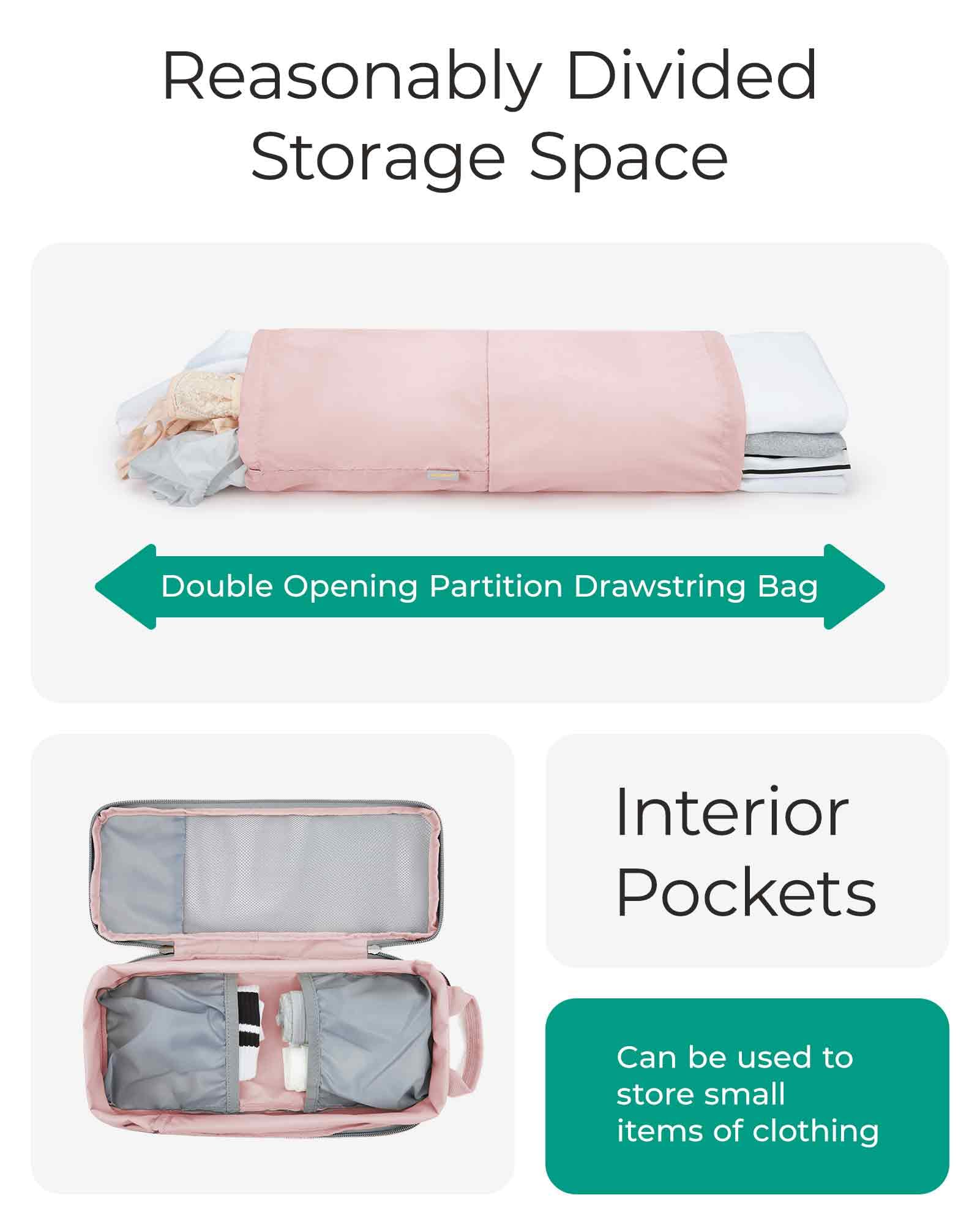 BAGSMART Torby na ubrania, zestaw 6 organizerów podróżnych, z kompresją, do podróży, różowy (New Pink), 6 Teilige, worek na ubrania
