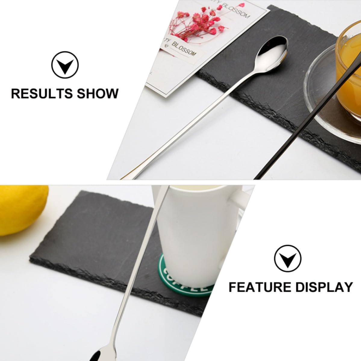 24cm Stainless Steel Ice Scoop Spoon with Long Handle for Mixing Drinks and Household Use, Smooth Surface Bar Spoon for Stirring Viscous Liquids