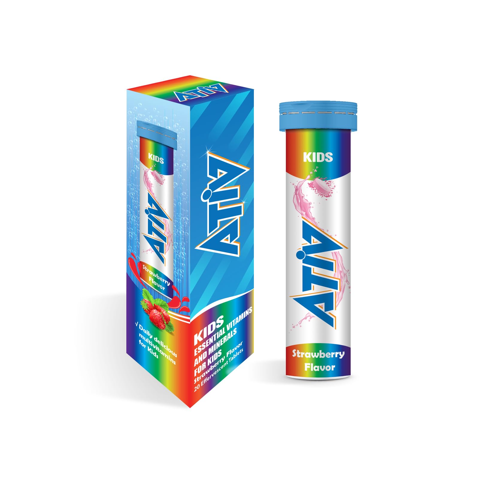 ATIV Kids, 20 Multivitamin Effervescent Tablets, Strawberry Flavor, by JBA