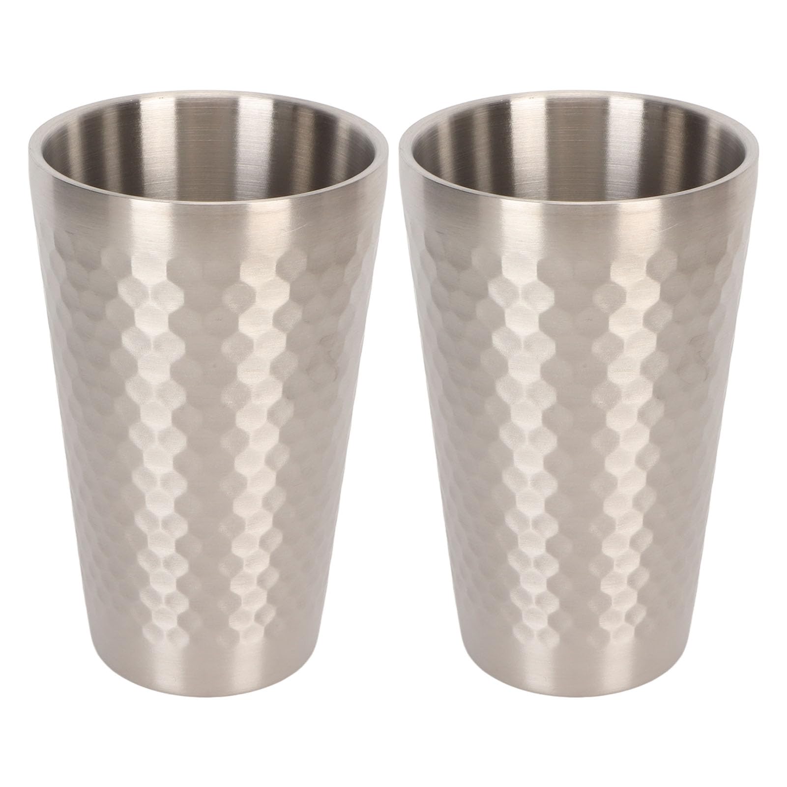2 Tazas para Beber de Acero Inoxidable, Tazas de Metal Martillado con Doble Aislamiento de 450 Ml, Tazas de Cerveza Apilables y Enfriantes para Viajes/Al Aire Libre/Camping/Diario