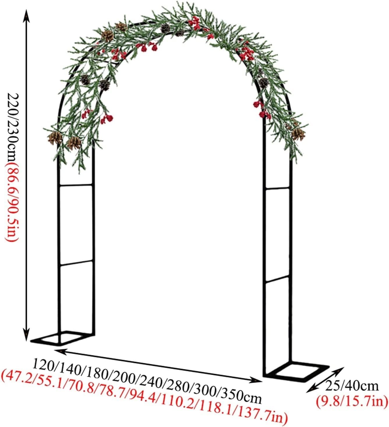 Łuk ogrodowy, kratka do roślin pnących, 240 cm, ogrodowa altana różana, zielona podpórka ogrodowa, 2,4 m x 2,2 m, idealna do winorośli, kwiatów i warzyw