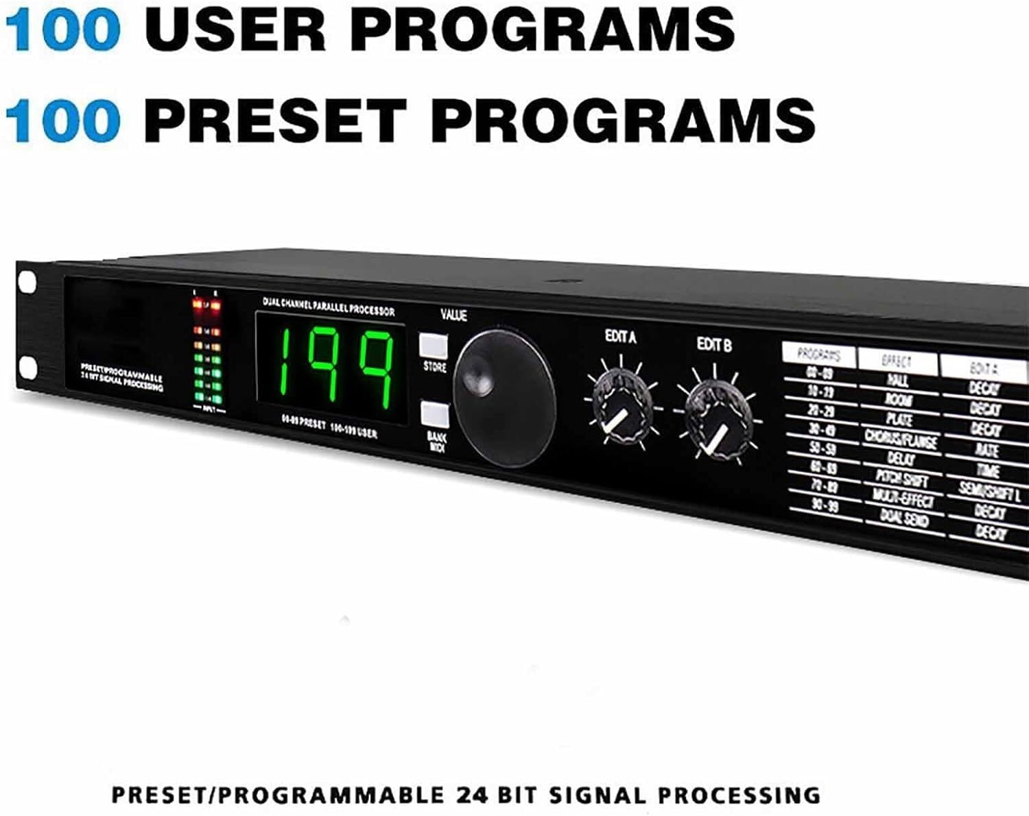 LNNW Equalizzatori grafici Processore audio, riverbero digitale professionale multieffetto con processore DSP
