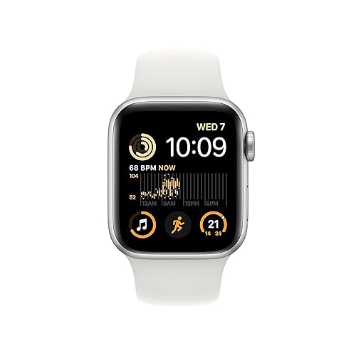 Apple Watch SE (2nd Gen) (GPS + Cellular 40mm) Silver Aluminium Case with White Sport Band, Regular (Renewed) - GPS + Cellular - 40mm - Silver Aluminium Case With White Sport Band