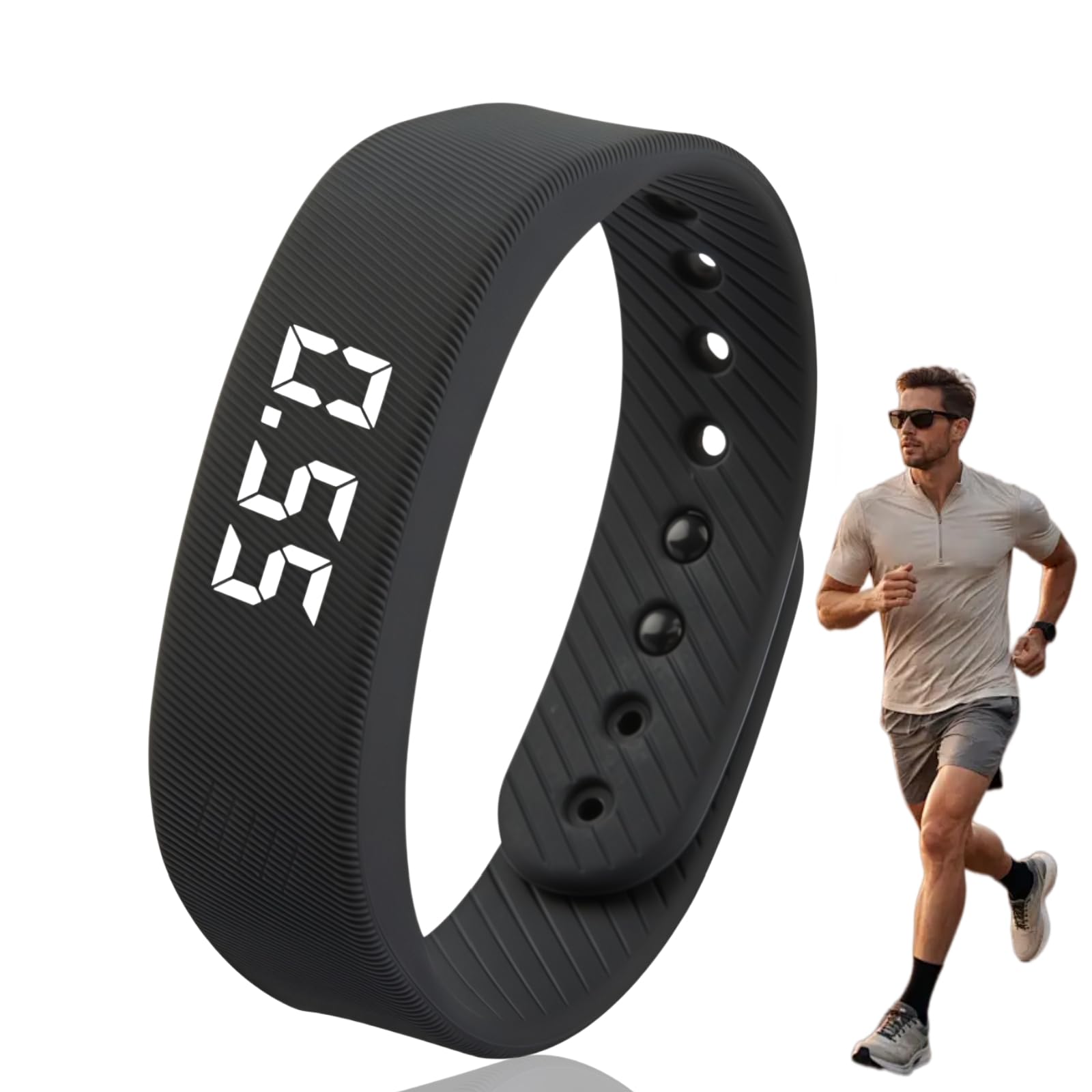 Digital Pedometer Watch,USB Charging Waterproof Step Counter Tracker(Black)