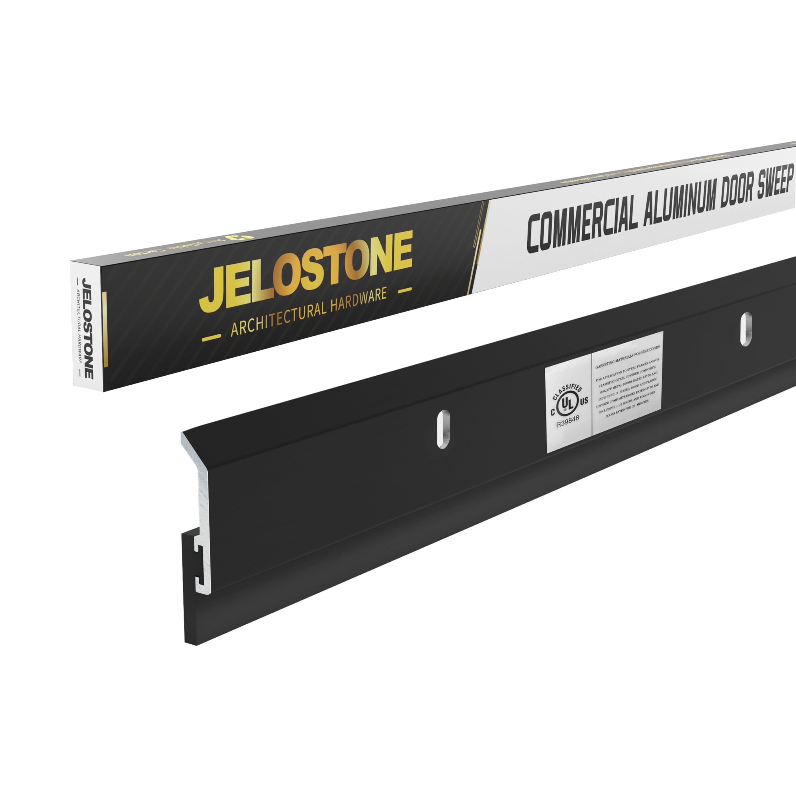 2 Pack - Commercial Door Bottom Sweep JS-N315, Heavy Duty Aluminum with Weather-Tolerant Neoprene Insert, UV-Resistant, 36", Matte Black Anodized – Ideal for Residential & Commercial Use