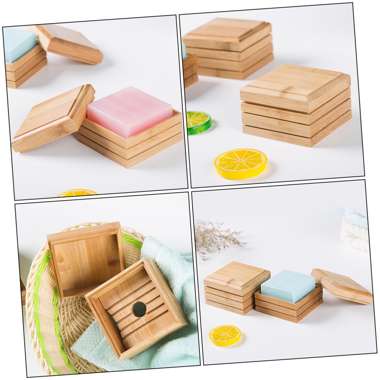 WOONEKY 4piezas Jabonera De para Drenaje Soporte De Jabón Natural para Baño y Cocina Diseño y Estético Mantiene Jabón y Seco