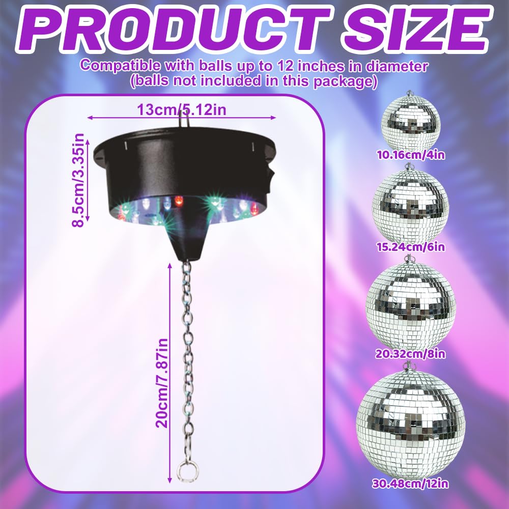 Motore Elettrico da Palla da Discoteca, ADDLIVE Motorino Elettrico da Palla Stroboscopica, Motore Elettrico Sup per Disco Ball, Velocità Massima 13R, 18 LED in 4 Colori per Disco Ball Fino a 5 KG