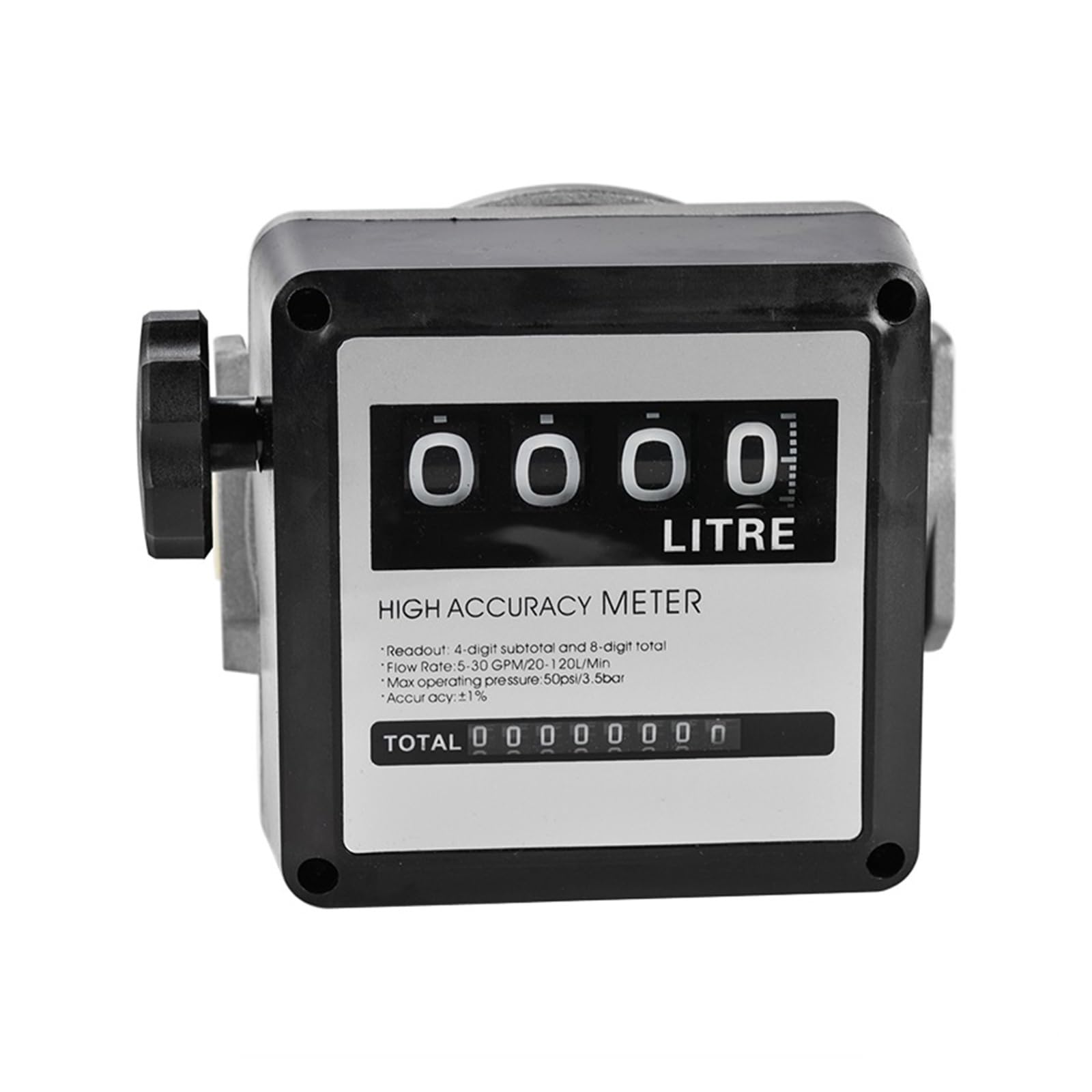 MKHJKIOII FM-120 4 Digital Gasoline Fuel Petrol Oil Flow Meter, 20-120L/Min for Sensor, Counter Display