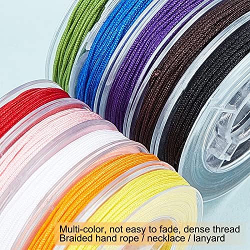 PandaHall 10 Color 0.8mm Chinese Knotting Cord Braided Nylon Beading Cord Nylon Crafting Macrame Thread String for Beading Jewellery Making Friendship Bracelet, 75 yards totally