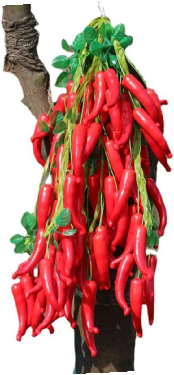 Cabilock 4pcs Artificial Pepper Strings Simulation Pepper Pendants Farmhouse Decor for Kitchen Shop Restaurant Thanksgiving Photo Props and Educational Teaching Tools