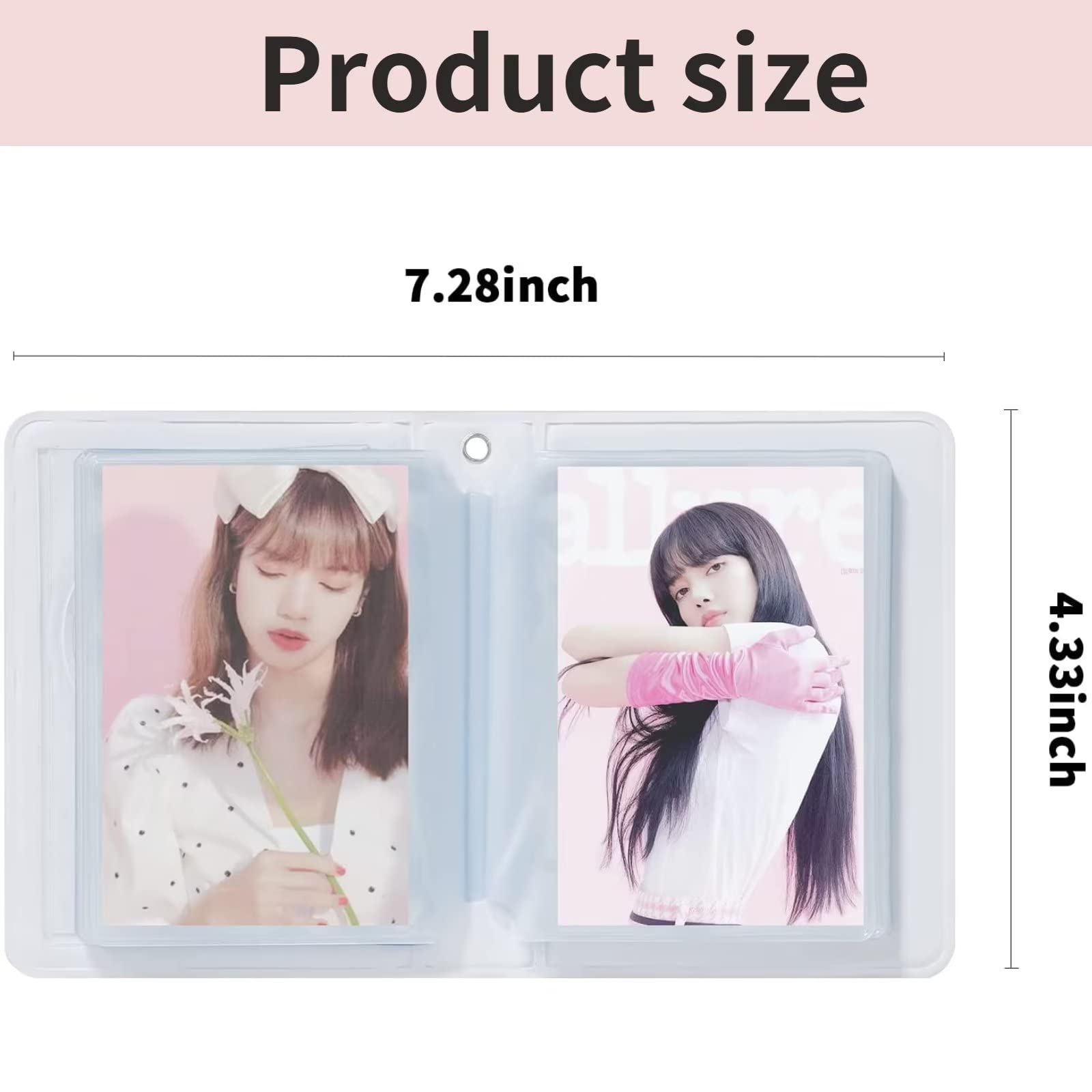 RUNRAYAY Pink Kpop Photocard Binder, 3 Inch Strawberry Butterfly Hollow Photocard Holder Book Sleeves, 40 Pockets A5 Binder Mini Photo Album for Business Card Holder