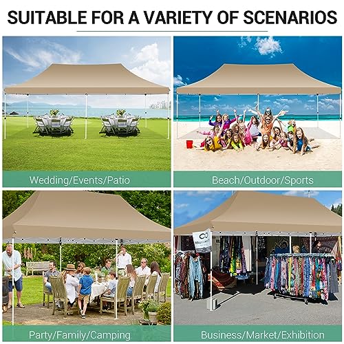 Image of COBIZI 10x20 Pop Up Canopy with 4 Sidewalls, Conical Party Tent 10x20 with 3 Adjustable Height Waterproof, UV-Resistant EZ Outdoor Gazebo with Carry Bag, Sandbag, Stake, Rope for Parties, Commercial