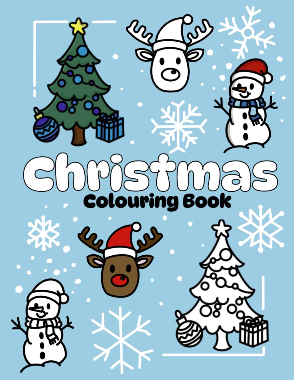 Cute Characters Christmas Colouring Book: Bold, Simple and easy colouring book for children and adults for relaxation. Contains a variety of festive images for creative minds. (Holidays and Events)