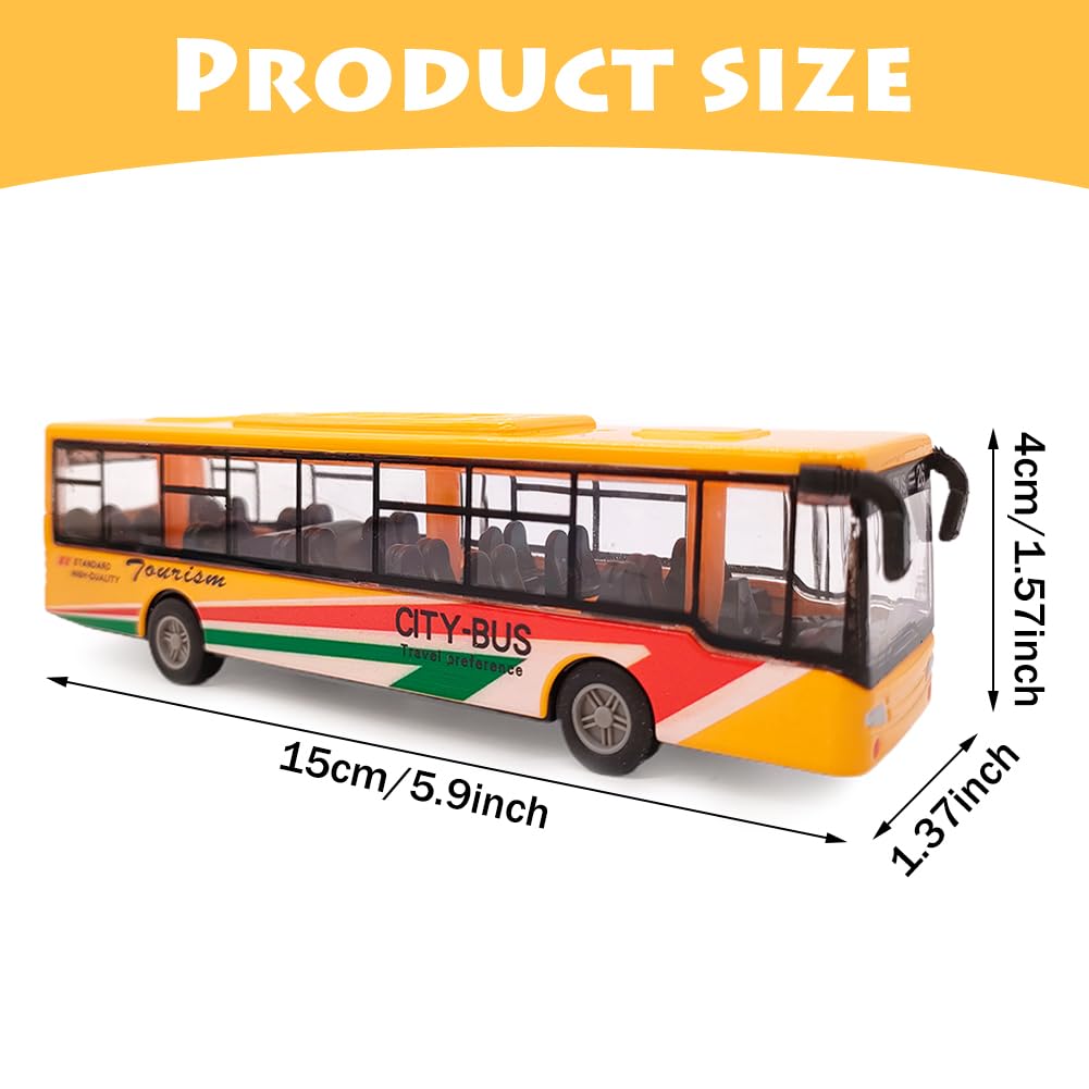 ZPSOSPZ toy bus,pull Die-cast School Vehicle, 1:64 Scale Pull-Back City Bus for Kids - Yellow, 5 cm x 5 cm x 2 cm - Image 2