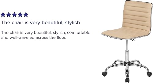 Miniatura 42 de Flash Furniture - Silla de oficina giratoria sin reposabrazos, de color blanco, acanalada, de diseño, respaldo bajo Negro