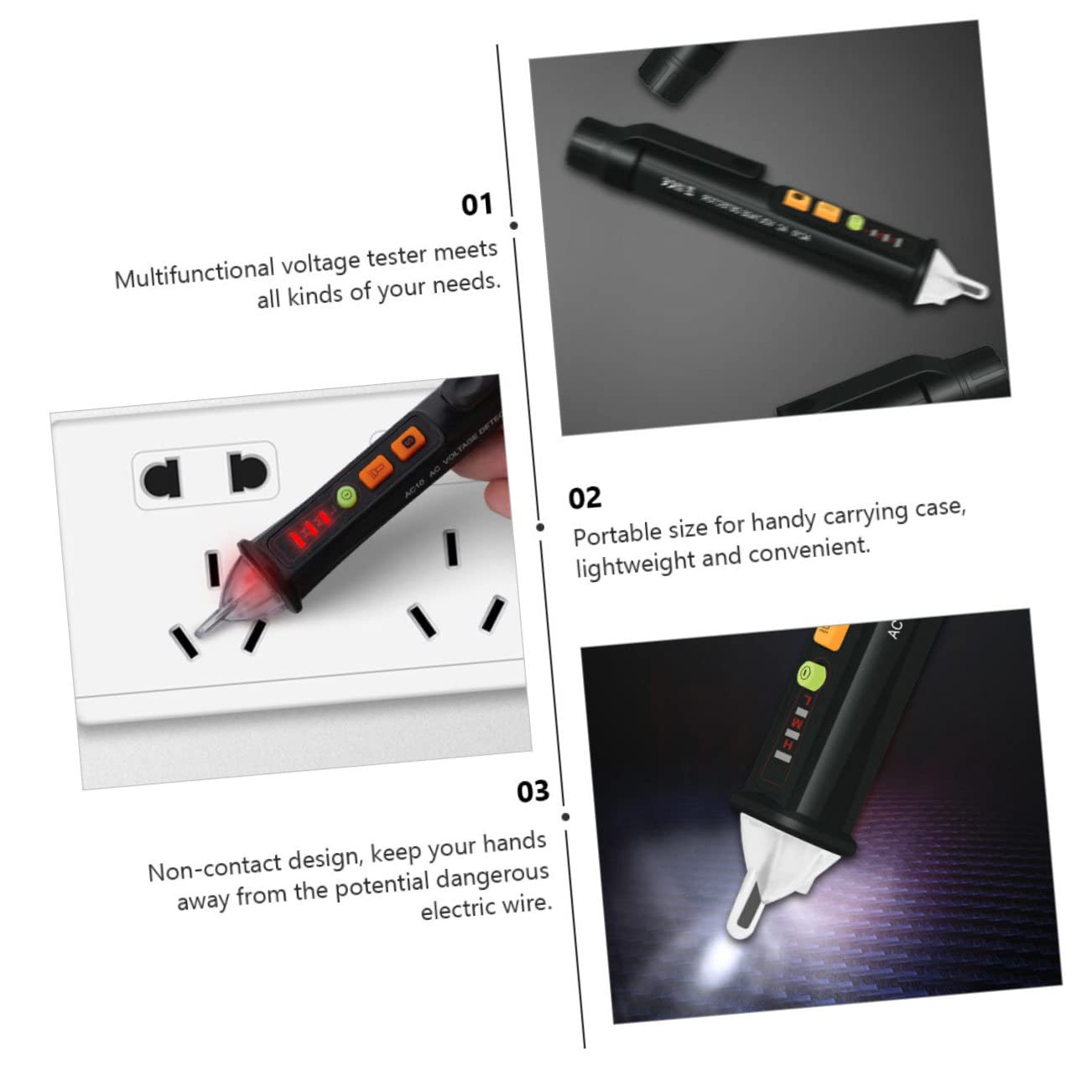 Alipis 1pc Non- Voltage Tester Pen Flashlight Dual Range Electrician Test Tool for Voltage Detection for and Circuit Identification
