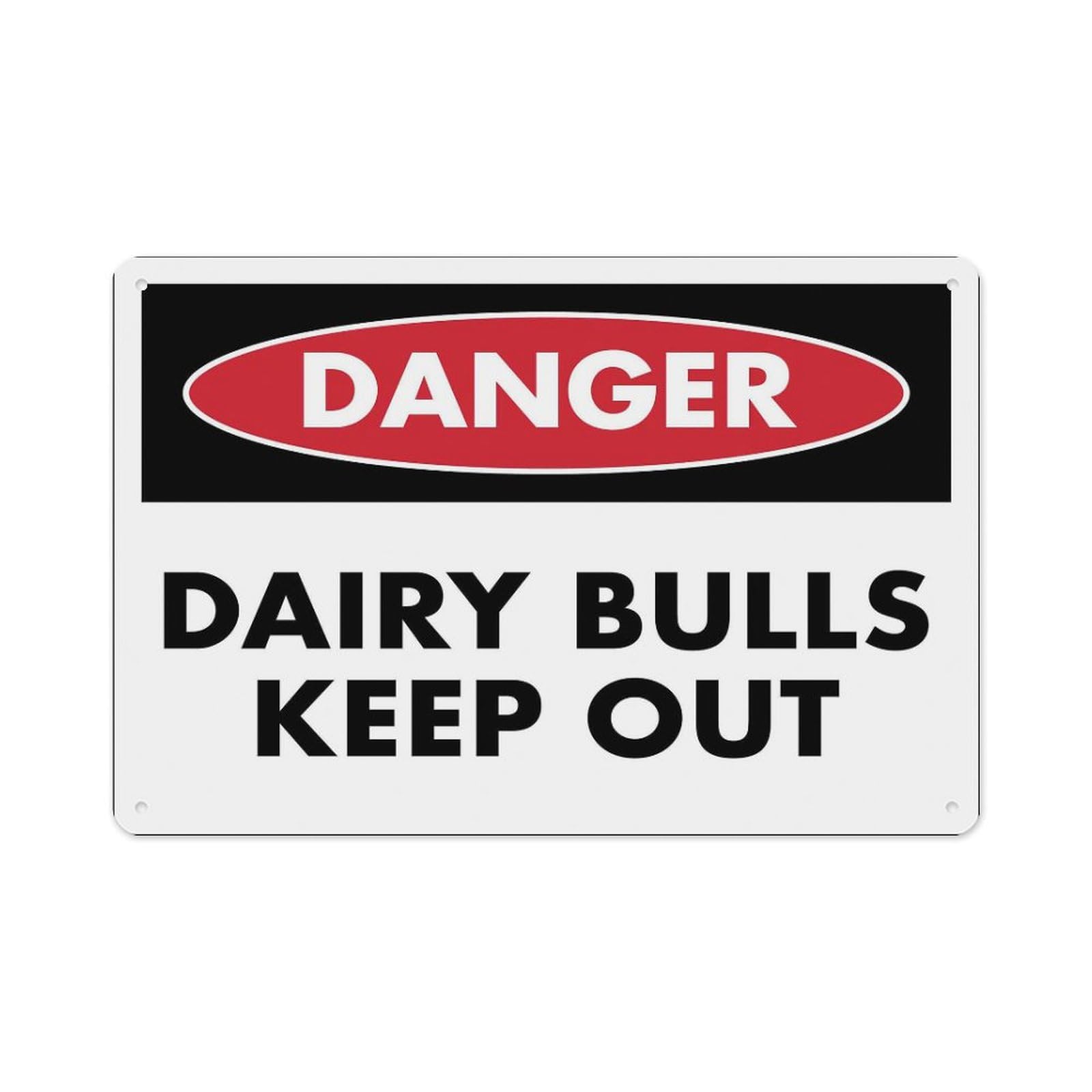 Peiyeety A01 Danger Dairy Bulls Keepsign Aluminum Tin Warning Signs For Home Outdoor Garden 8X12 Inches