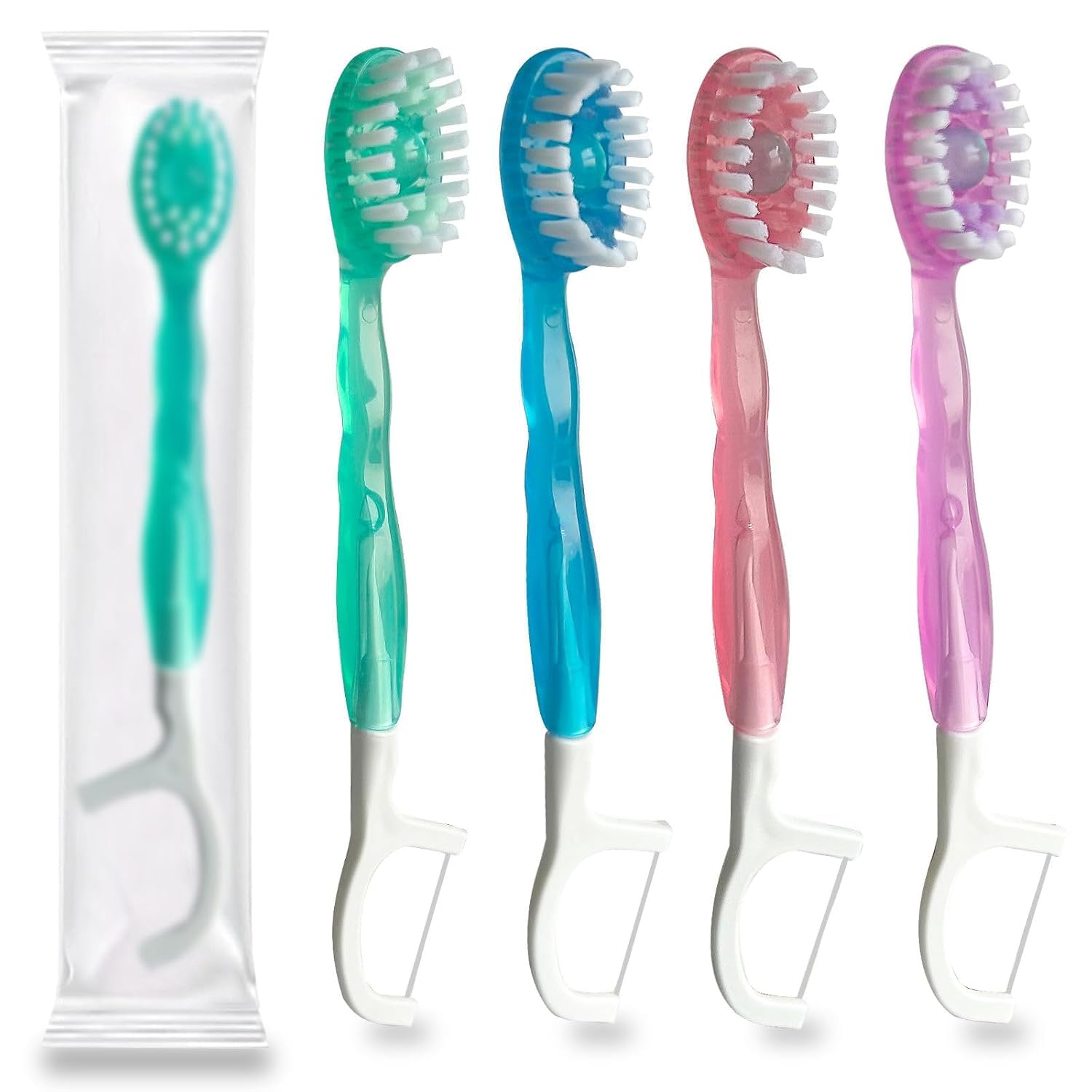 OZCAN Disposable 5-in-1 Mini Travel on the Go Toothbrushes with Toothpaste Tongue Scrapers Floss Pick for Hotel or Travel (PACK OF 12)-picture-11
