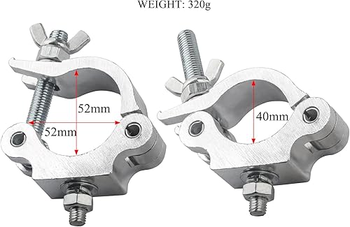 Miniatura 5 de MAD OWL 2 paquetes de abrazaderas para luces, accesorios de iluminación de escenario, abrazadera en O, 1.575-2.047 in, aluminio, carga de seguridad