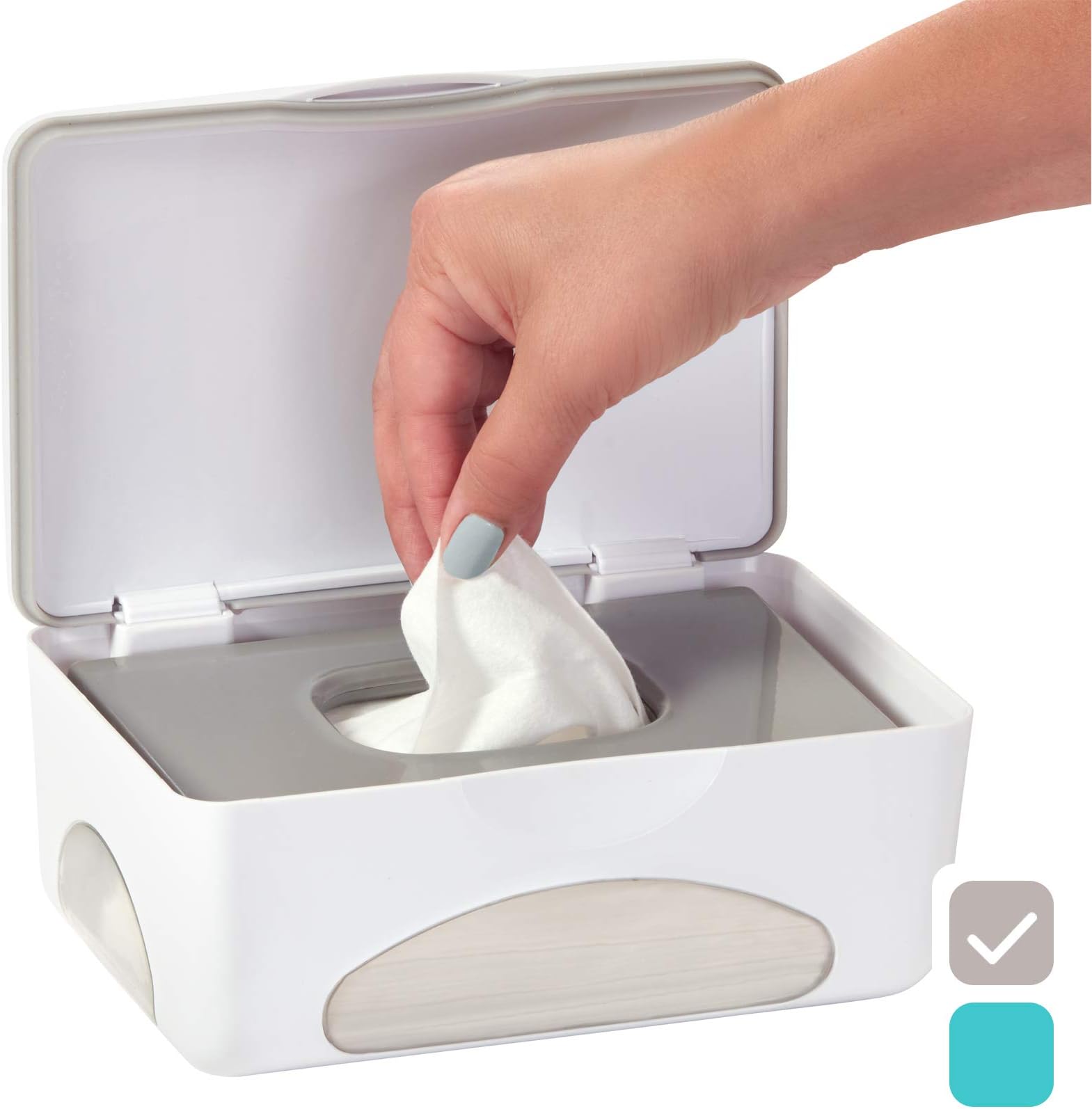 hiccapop Diaper Wipes Dispenser Baby Wipes Case | Baby Wipe Holder Keeps Wipes Fresh | Non-Slip, Easy Open & Close Wipe Container (Gray w/Clear Window)