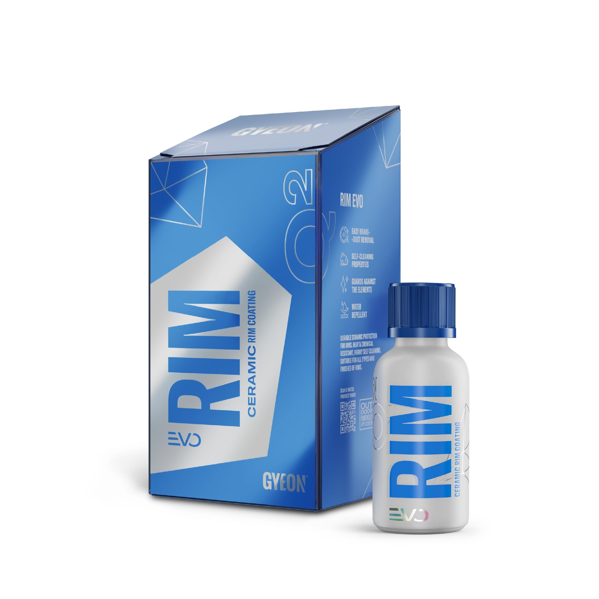 Q² Rim EVO - Wheel Ceramic Coating Kit - Alloy Wheel Protector & Water Repellent - High-Temperature Resistant - Self-Cleaning for Painted, Powder-Coated, Polished & Anodised Rims