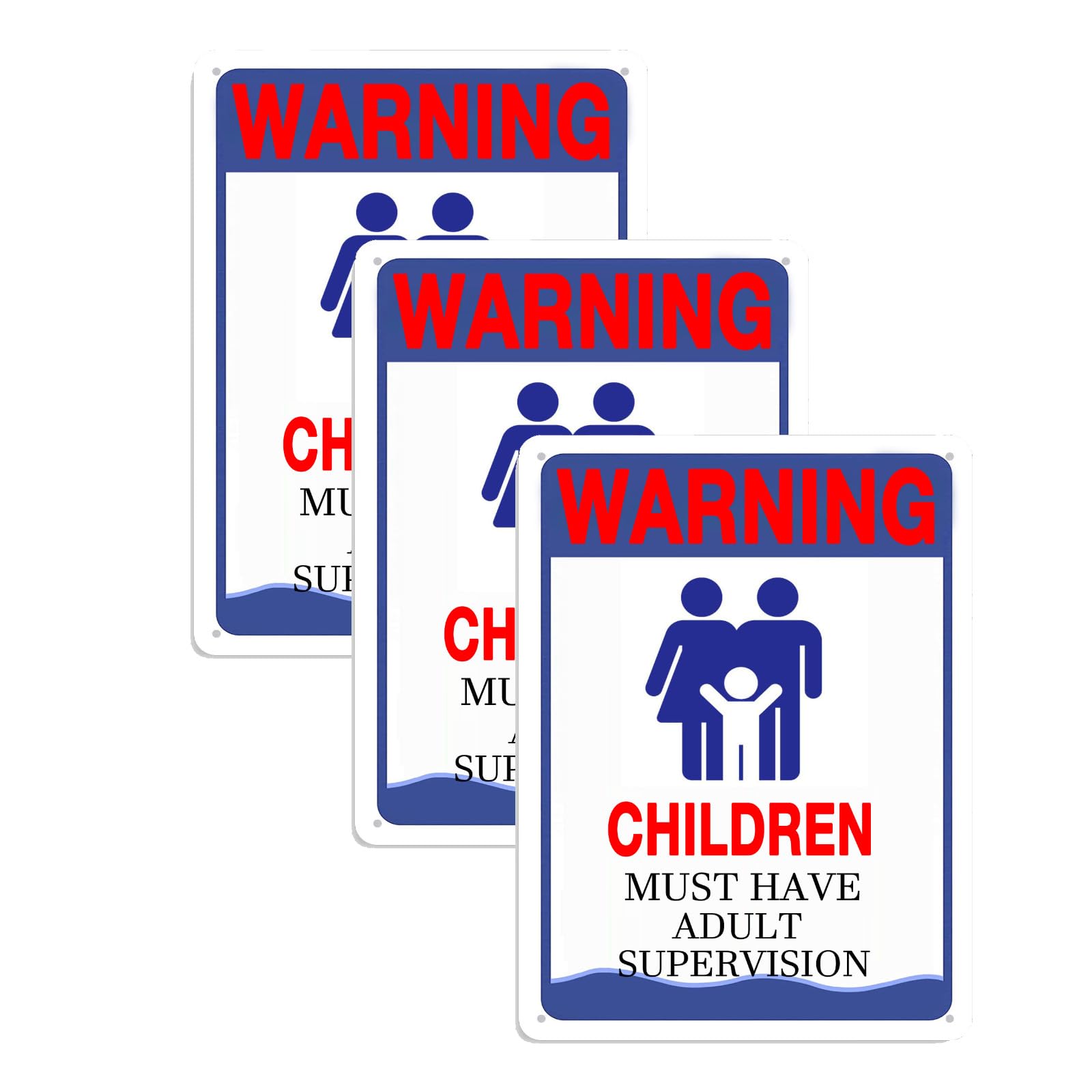 3 Pack Pool Sign,Children Must Have Adult Supervision Signs, Pool Decorations Outdoor Decor 8"x12" Aluminum Sign