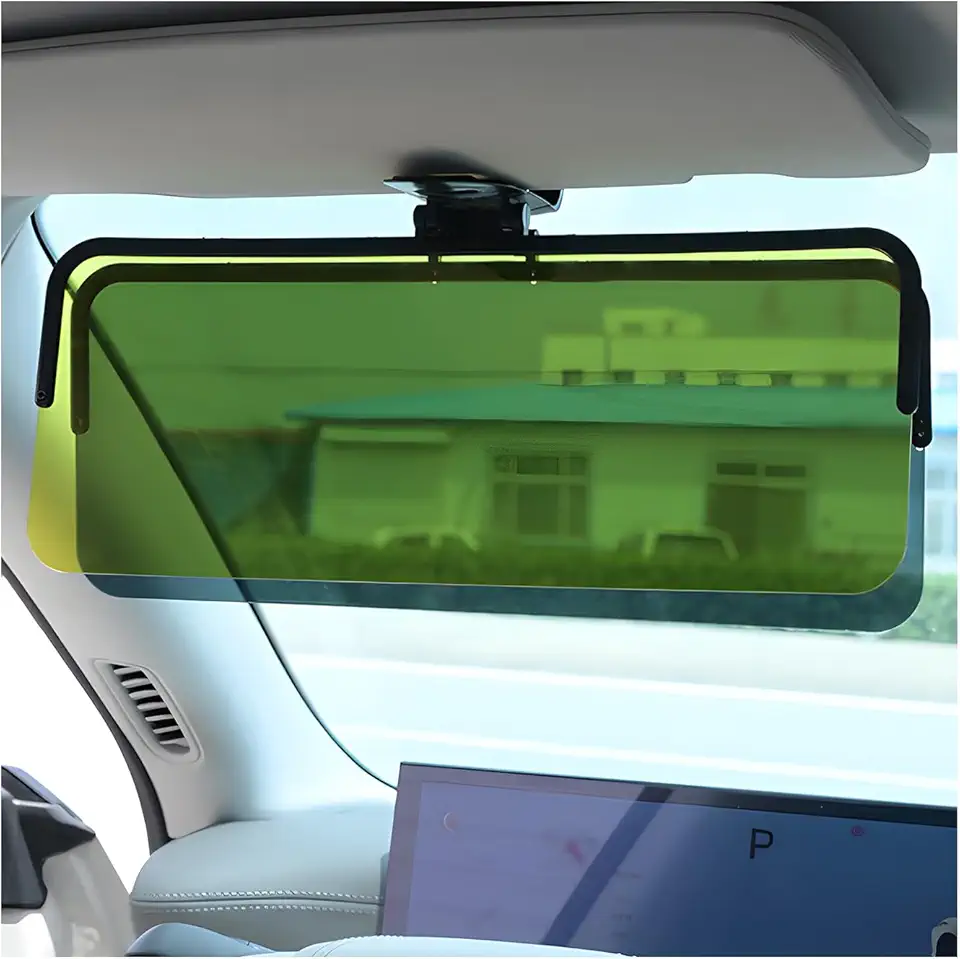 FSTURIOS Extensor de viseira solar para carro, extensão de viseira polarizada 2 em 1, bloqueador anti-UV para dia e noite, extensão de para-sol com clipe e bloqueadores de para-brisa HD antirreflexo